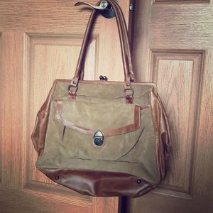 Suede and Leather Shoulder Bag